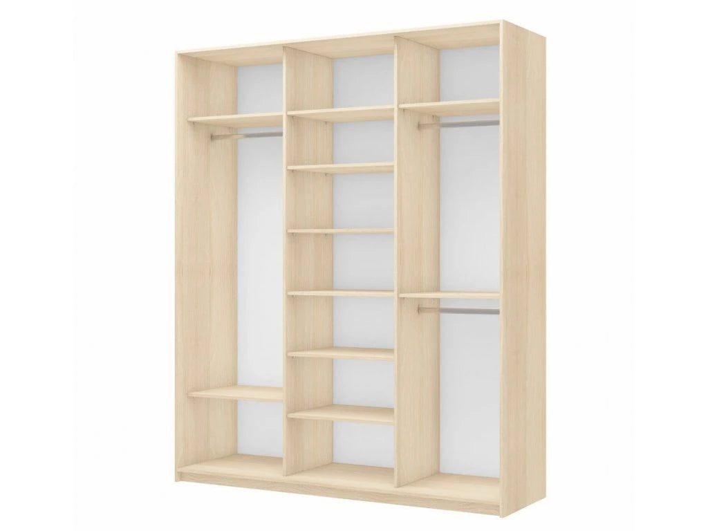 Skříň KAIRA šíře 240 cm, 3 dvéřová, posuvné dveře se zrcadly nebo bez