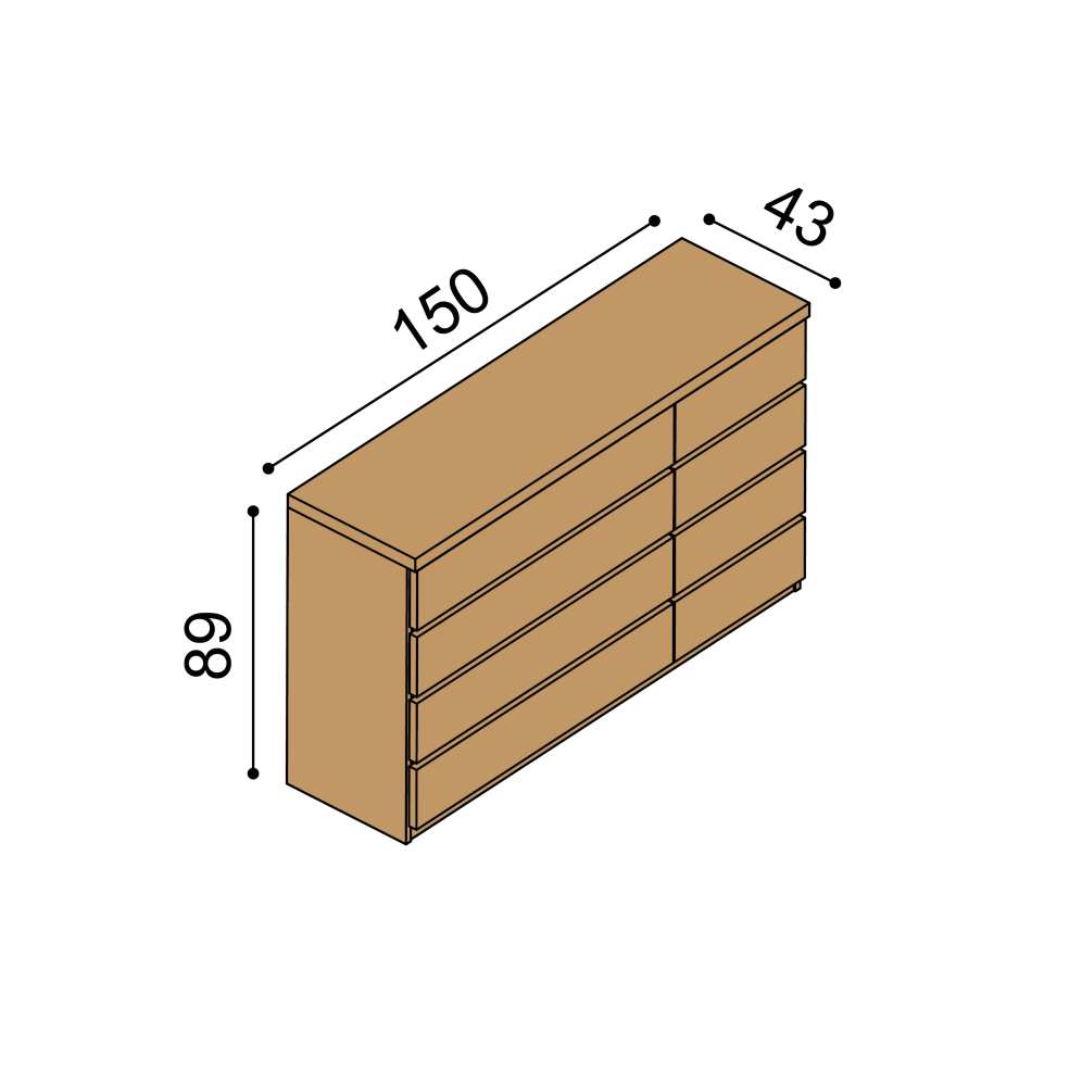 Komoda ALOIS 8 zásuvková