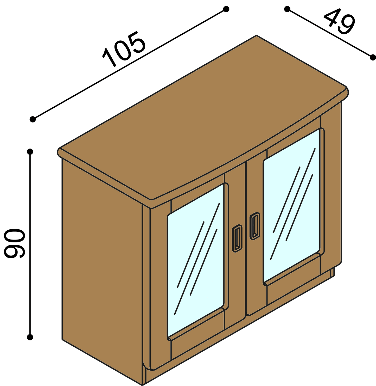 Komoda REBEKA dvířka prosklená 2 police