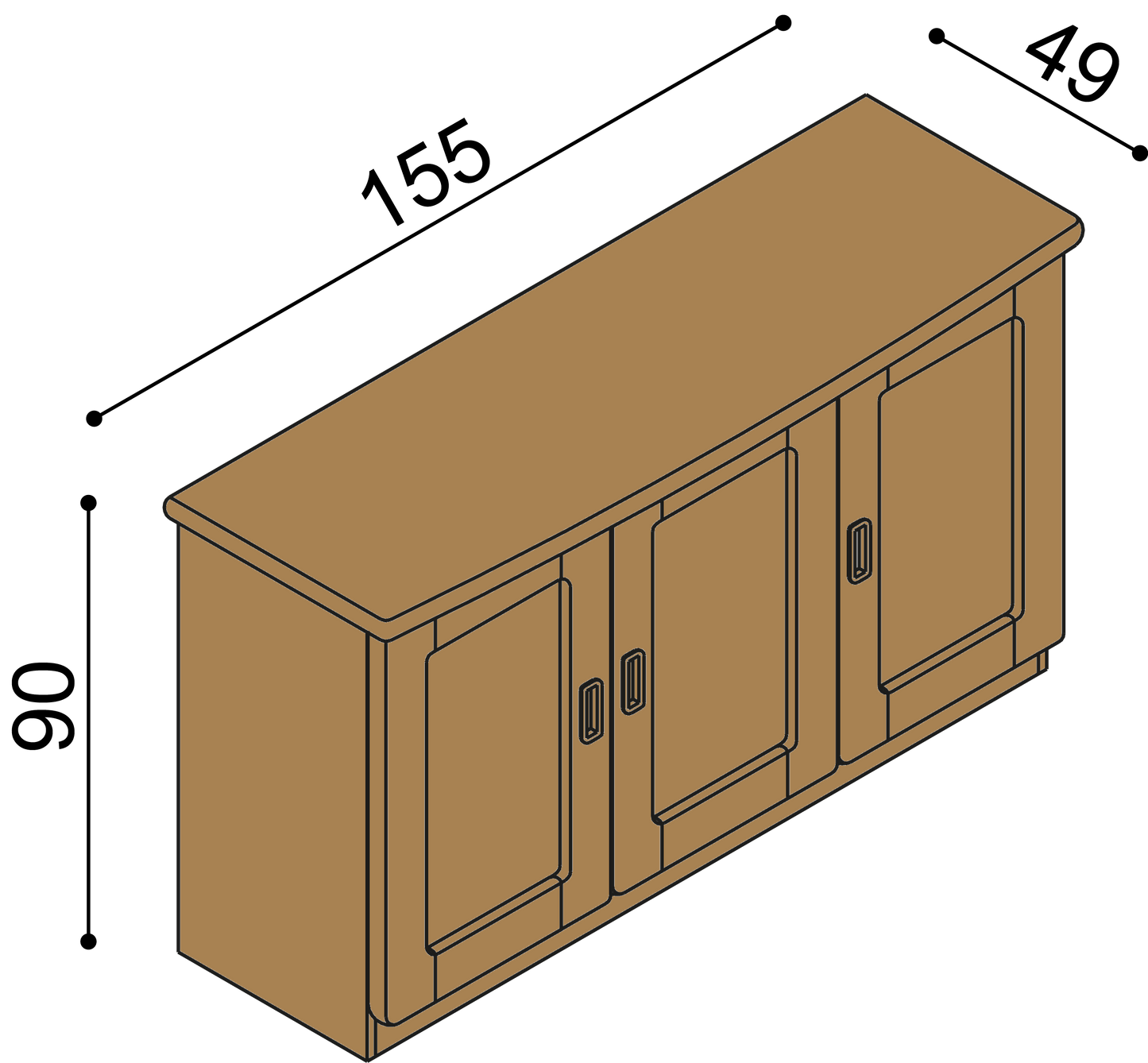 Komoda REBEKA 3 dvířka plná 2 police