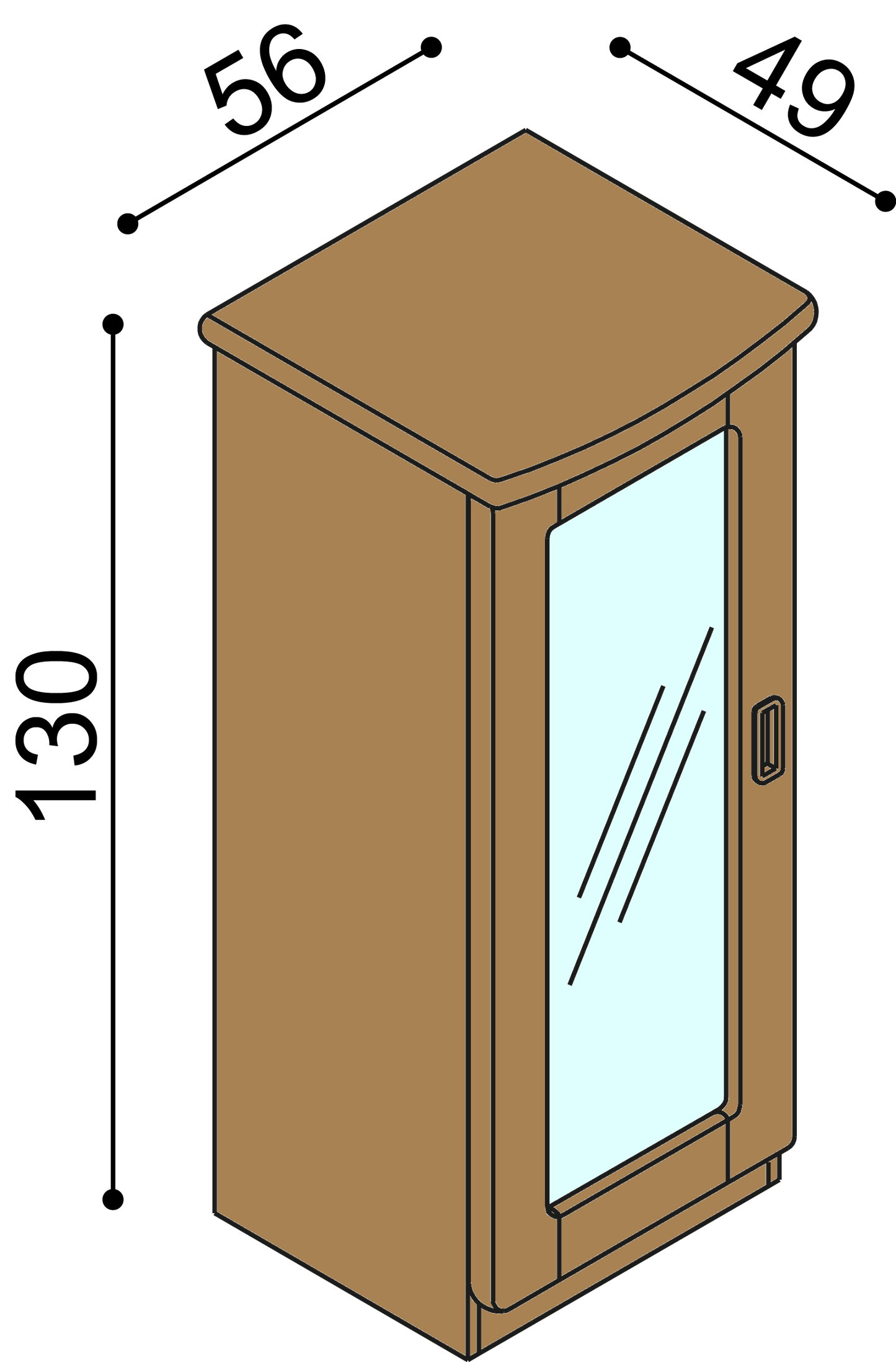 Komoda REBEKA dvířka prosklená 3 police