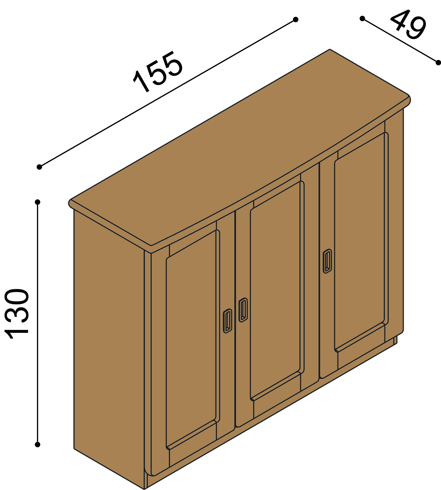 Komoda REBEKA dvířka plná 3 police