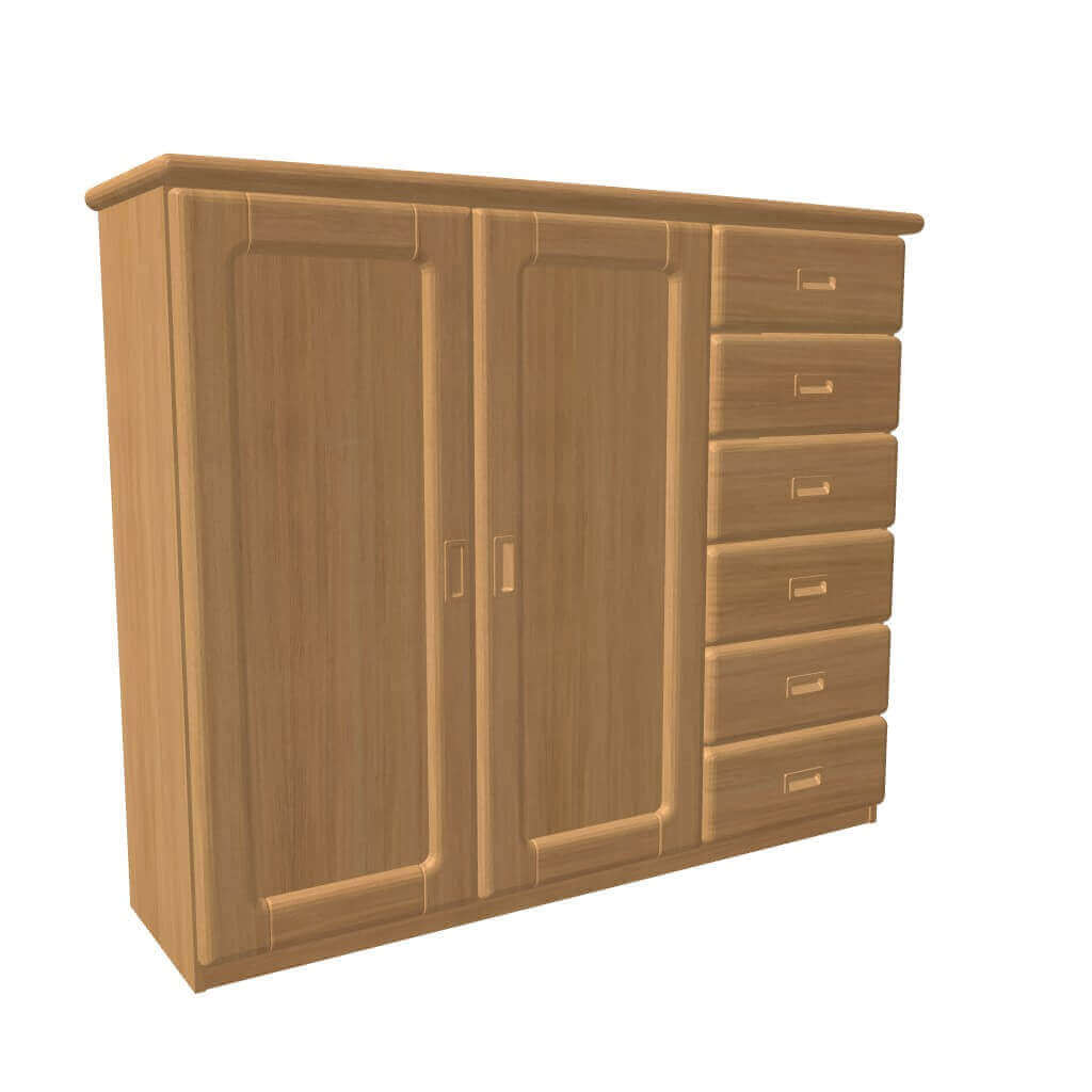 Komoda REBEKA dvířka plná 3 police 6 zásuvek malých