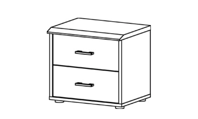 Noční stolek Dvouzásuvkový bez niky - s fazetou