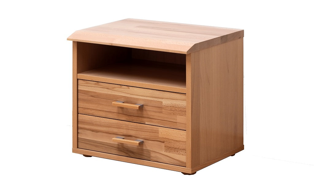 Noční stolek Dvouzásuvkový - hrana s fazetou