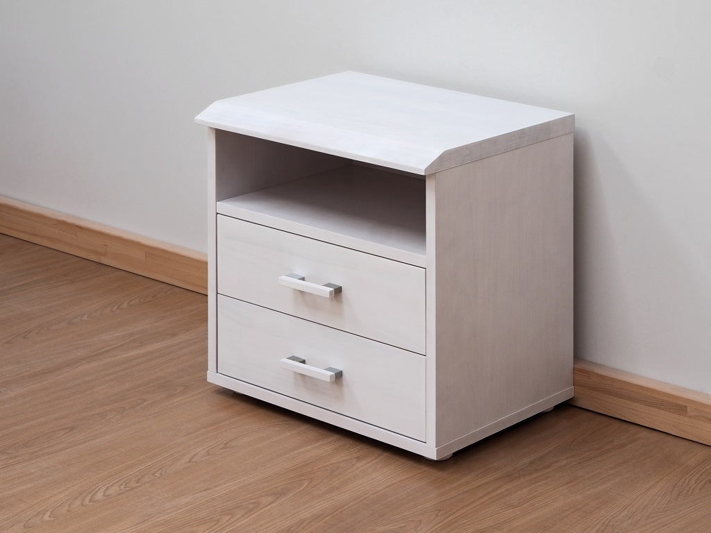 Noční stolek Dvouzásuvkový - hrana s fazetou