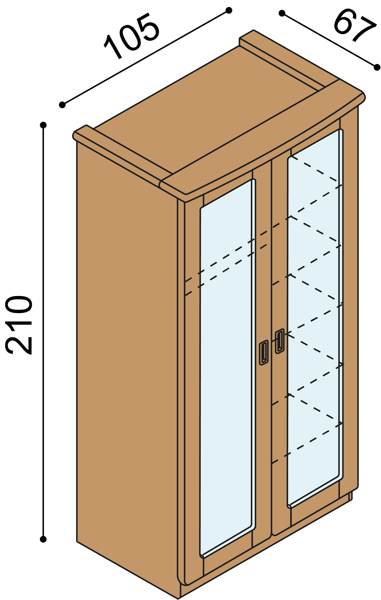 Skříň REBEKA 2 dvéřová se zrcadly