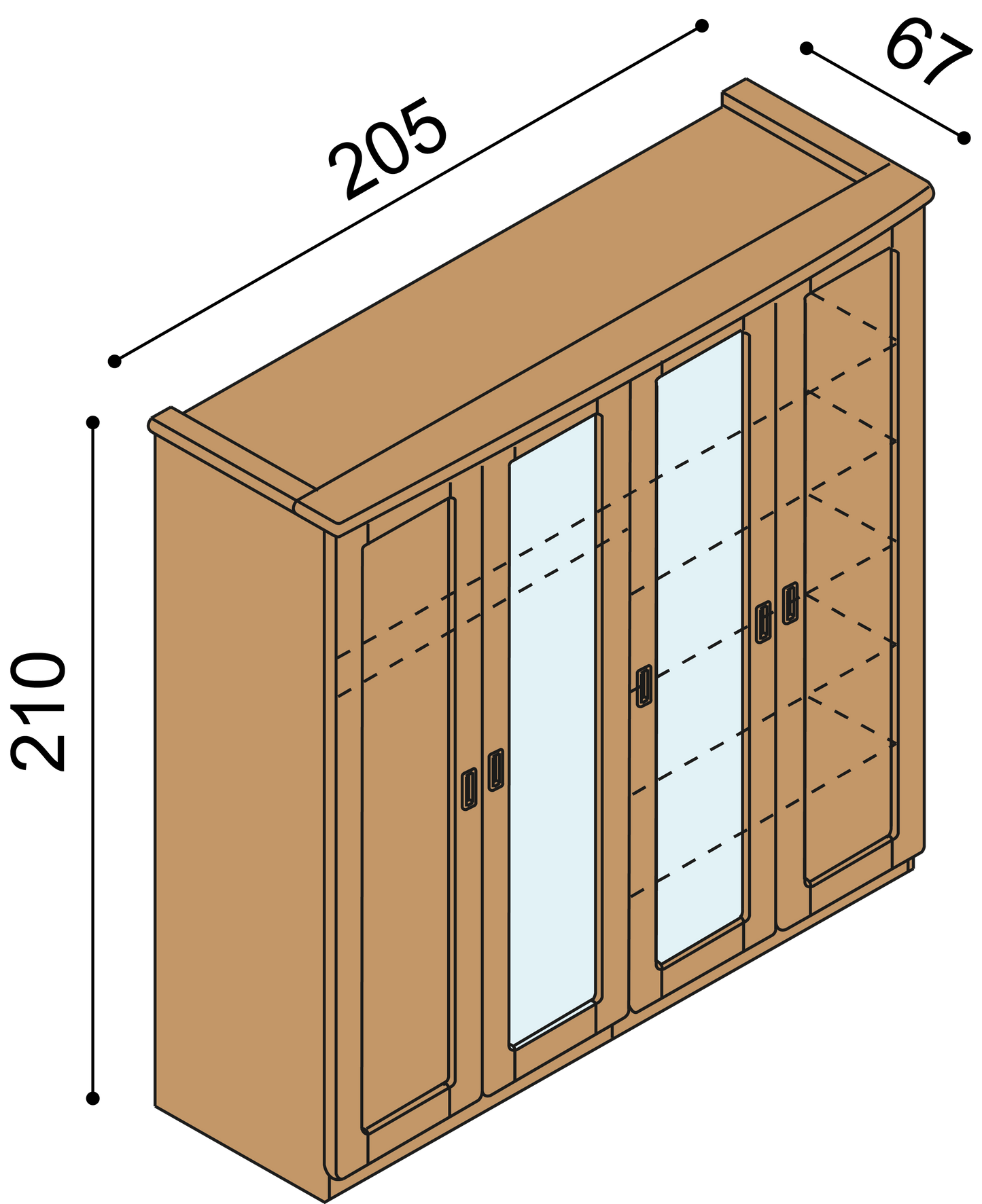 Skříň REBEKA 4 dvéřová se zrcadly