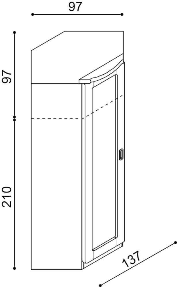 Skříň rohová REBEKA 1 dvéřová policová
