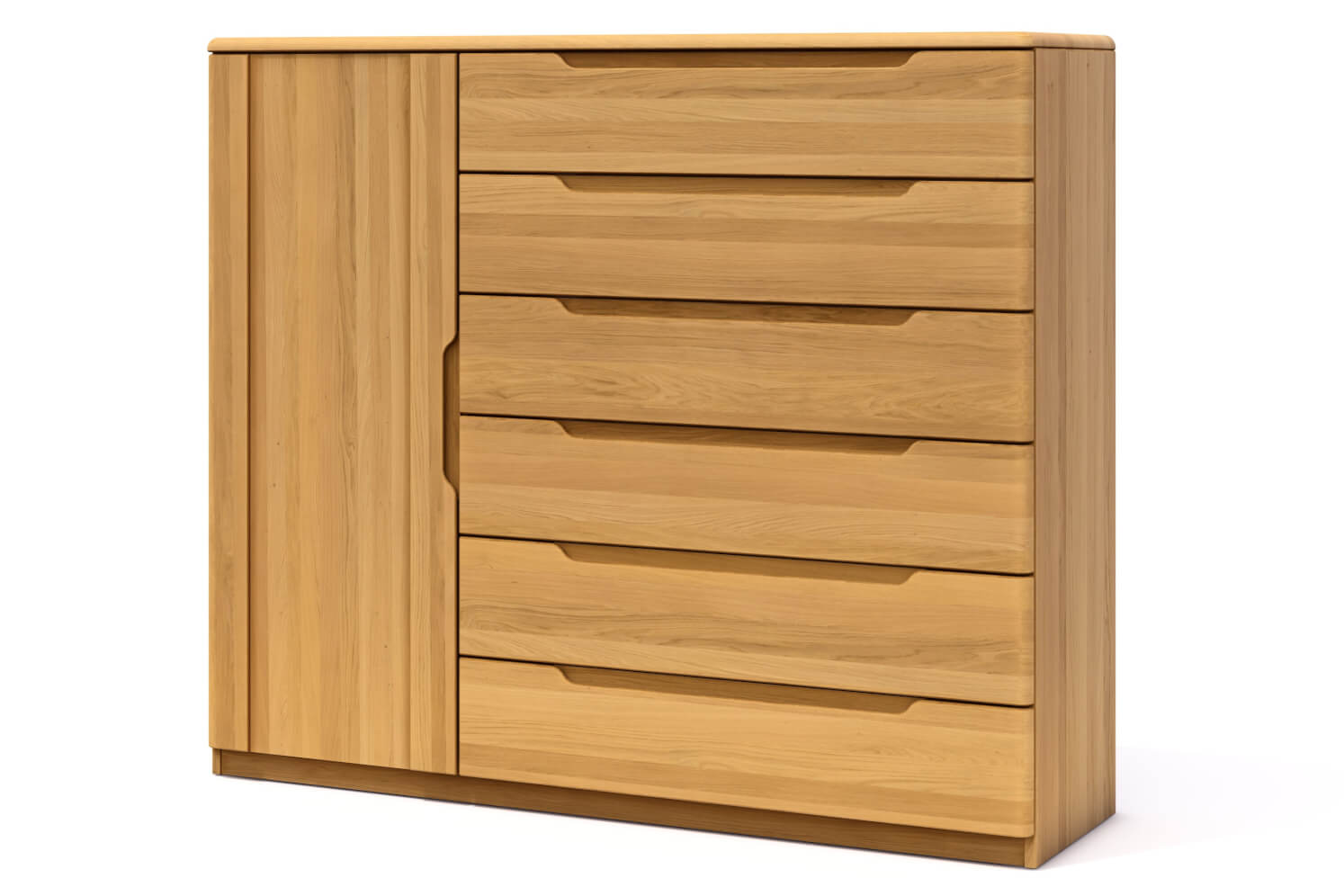 Komoda FLABO dvířka plná 6 zásuvek velkých