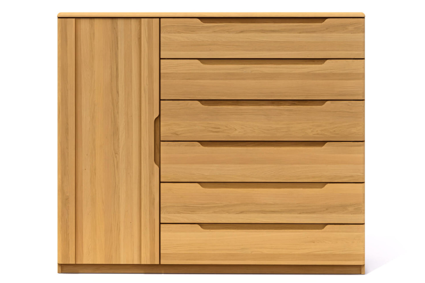 Komoda FLABO dvířka plná 6 zásuvek velkých