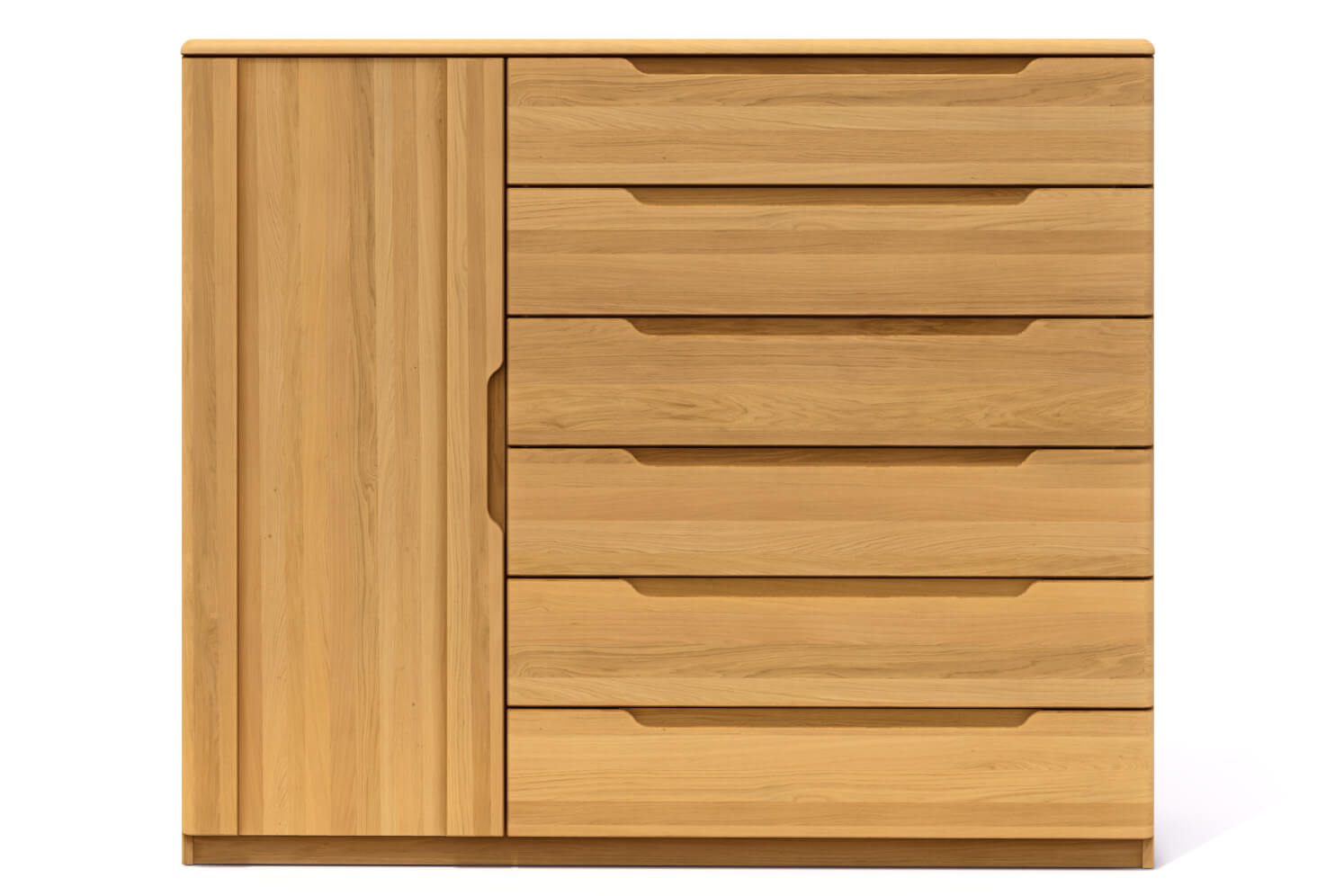 Komoda FLABO dvířka plná 6 zásuvek velkých