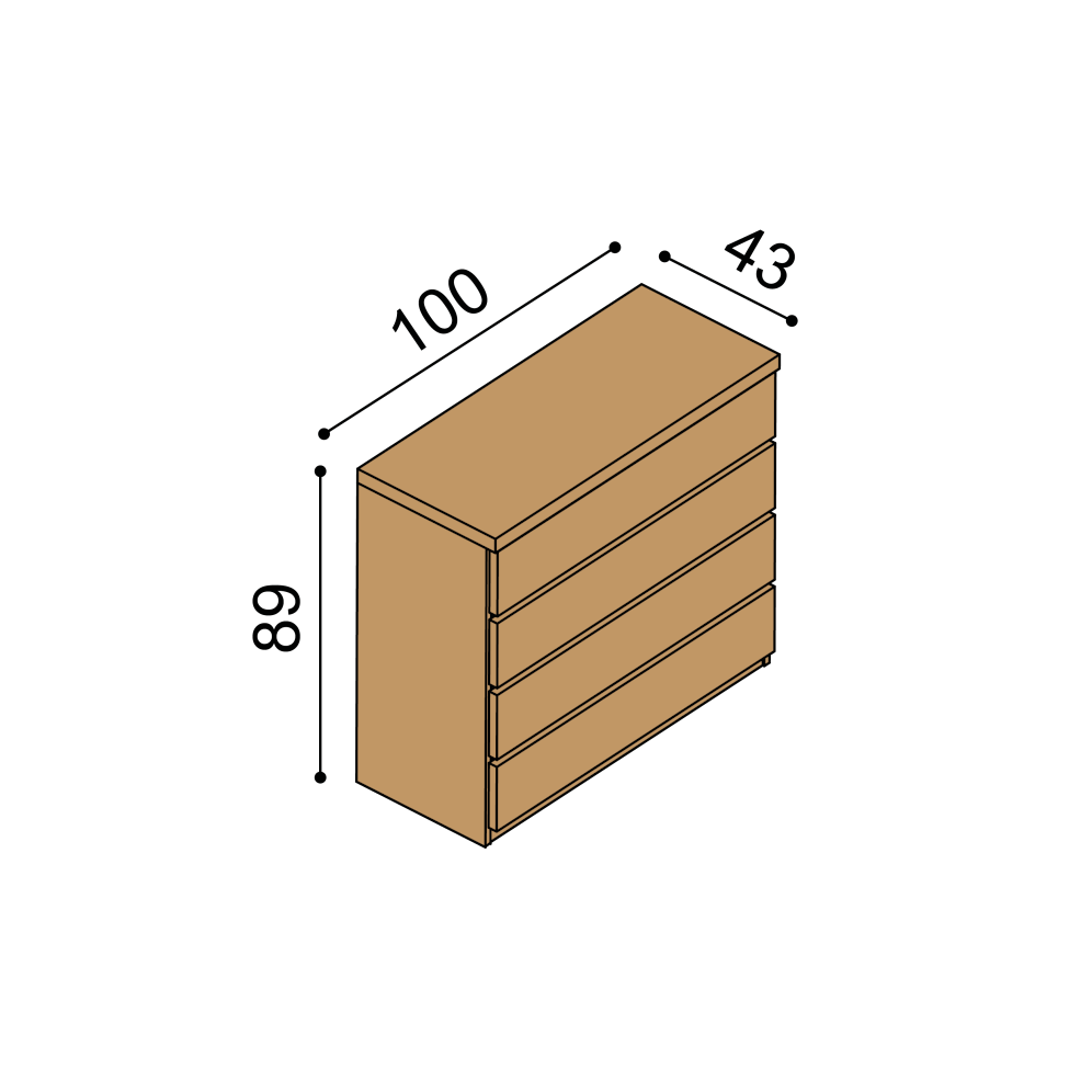 Komoda ALOIS 4 zásuvková velká