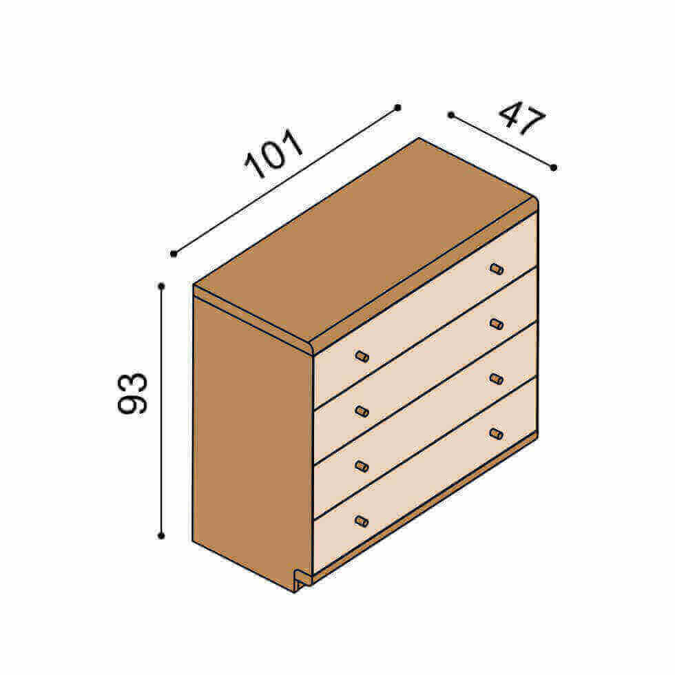 Komoda AMANTA 4 zásuvky velké