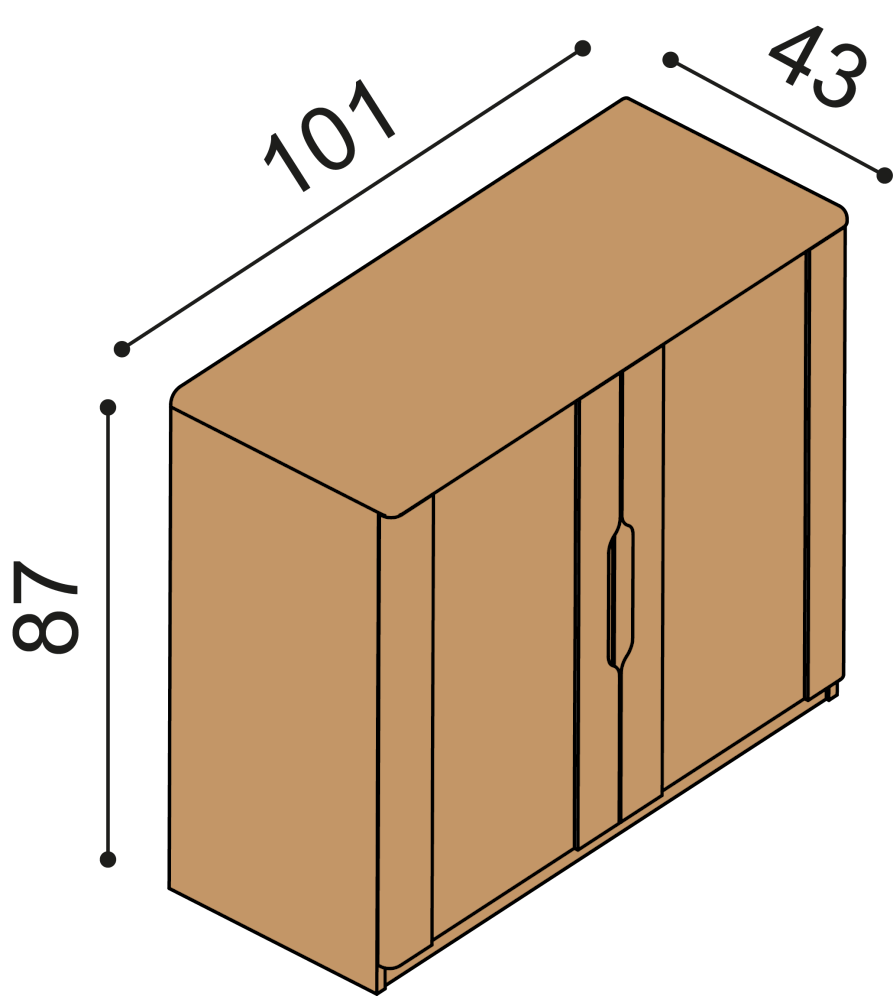 Komoda FLABO 2 dvířka plná