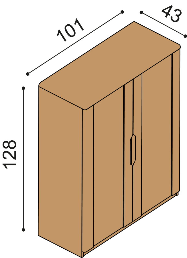 Komoda FLABO 2 dvířka plná vysoká
