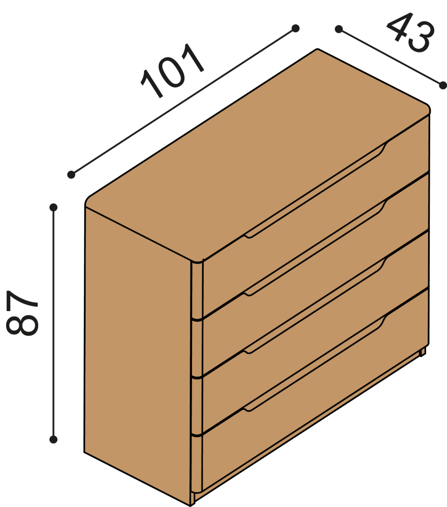 Komoda FLABO 4 zásuvky