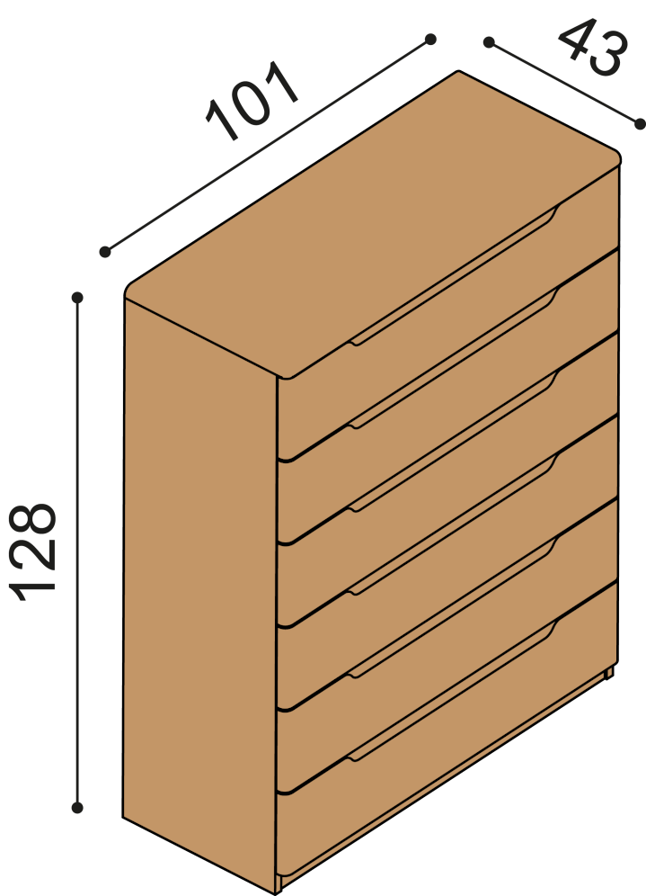 Komoda FLABO 6 zásuvek