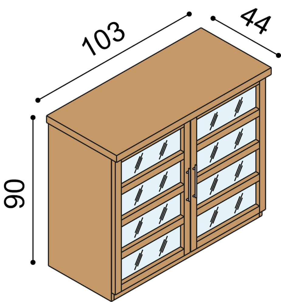 Komoda Ráchel 2 dvířka prosklená