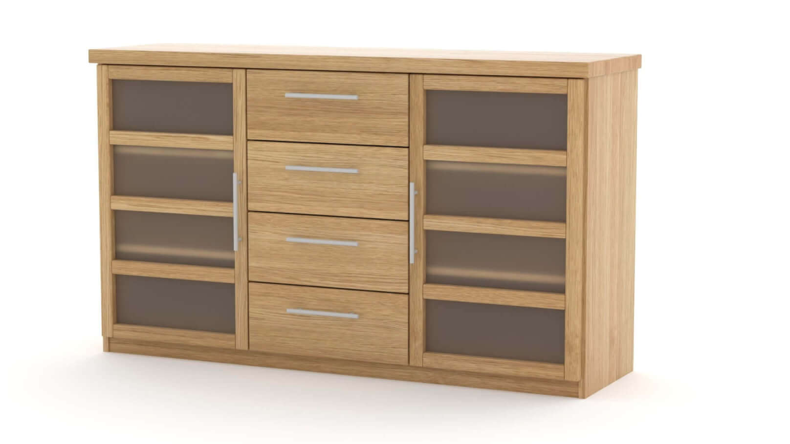 Komoda Ráchel 2 dvířka prosklená 4 zásuvky malé