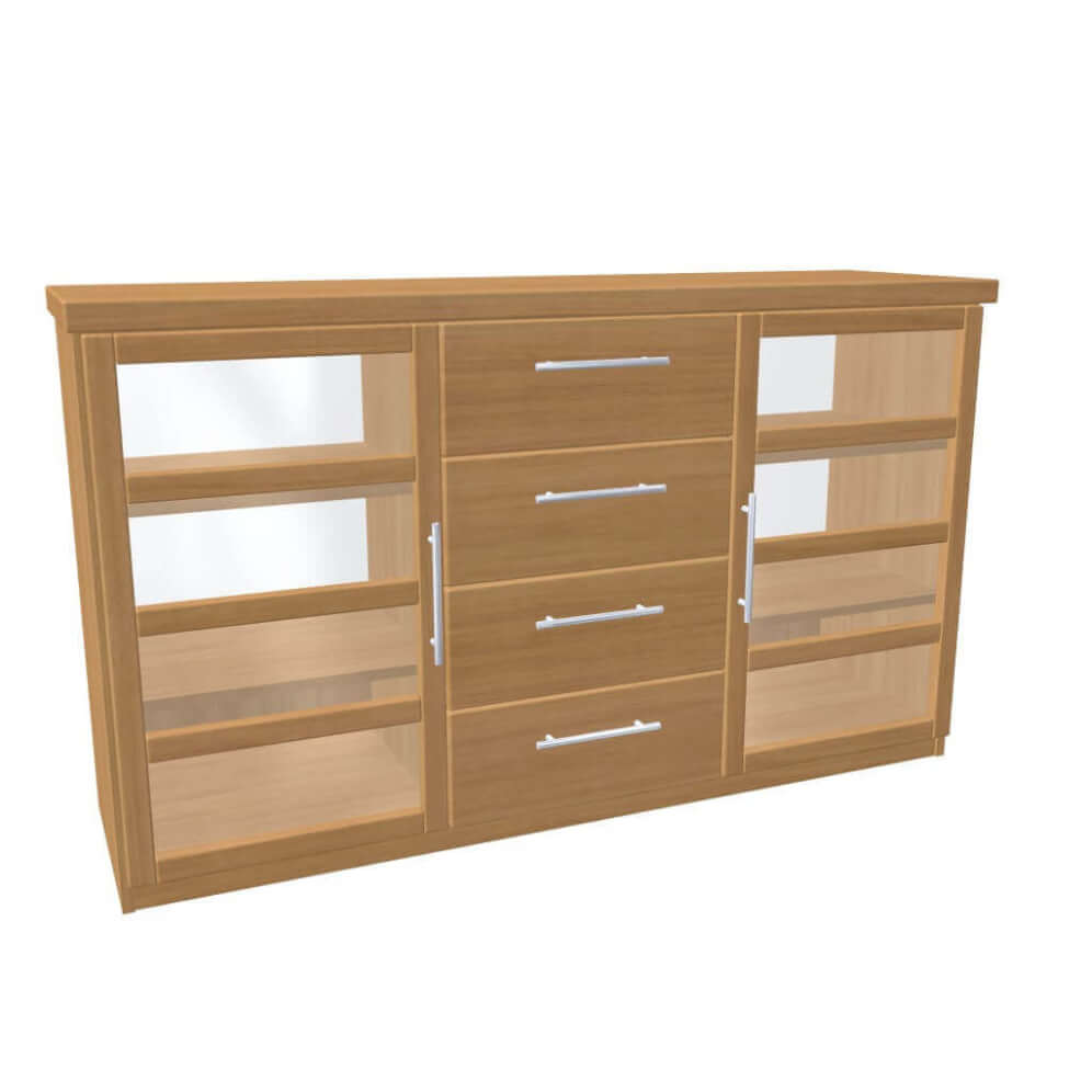 Komoda Ráchel 2 dvířka prosklená 4 zásuvky malé