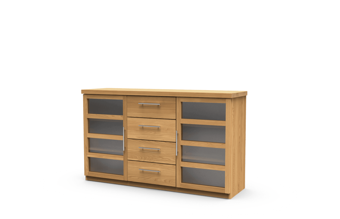 Komoda Ráchel 2 dvířka prosklená 4 zásuvky malé