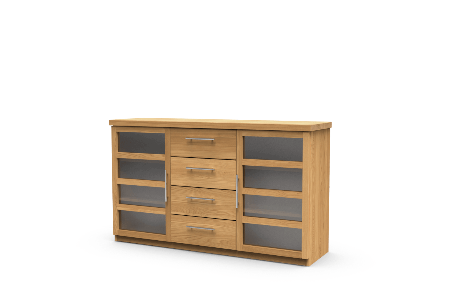 Komoda Ráchel 2 dvířka prosklená 4 zásuvky malé