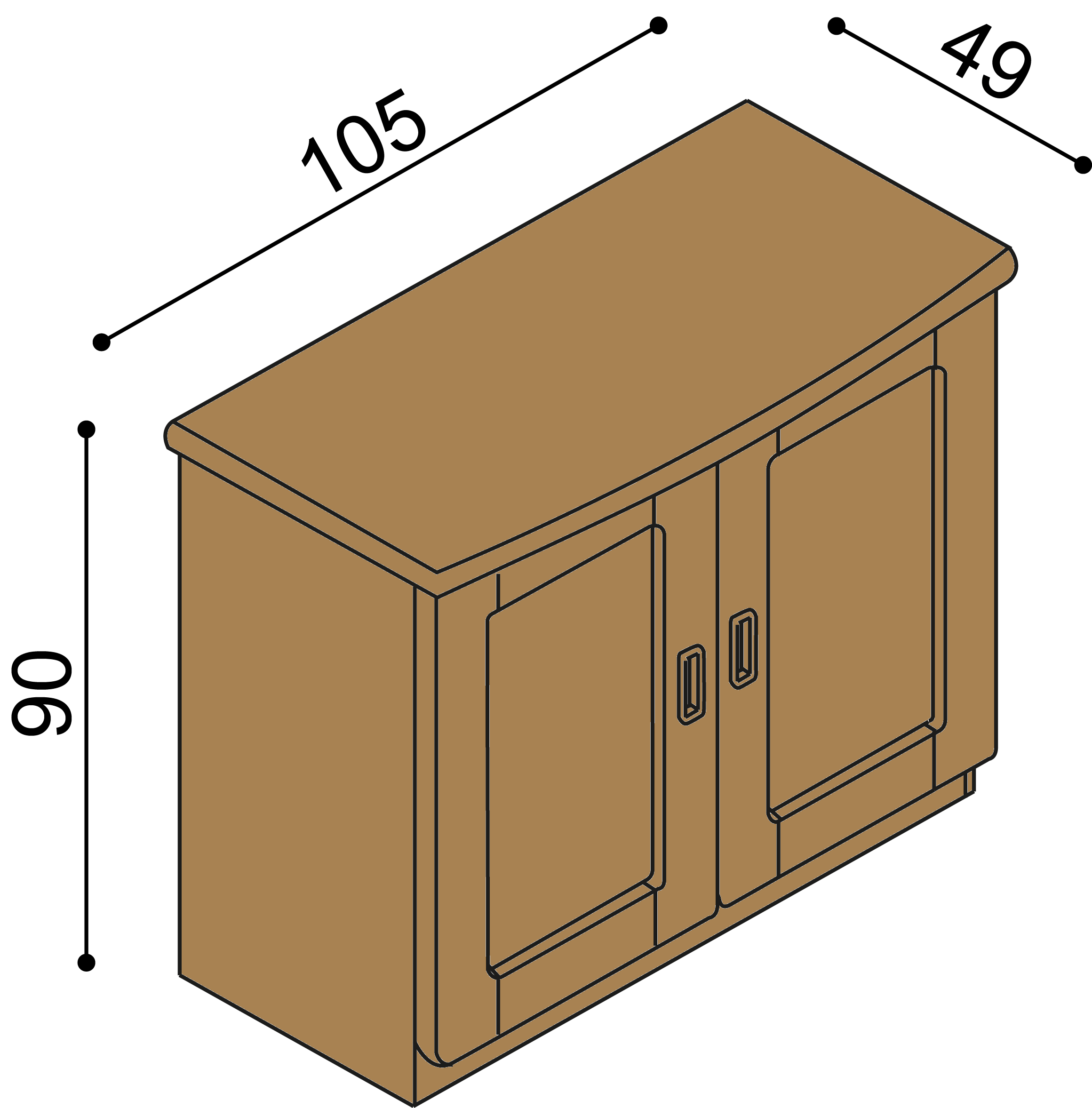 Komoda REBEKA dvířka plná 2 police