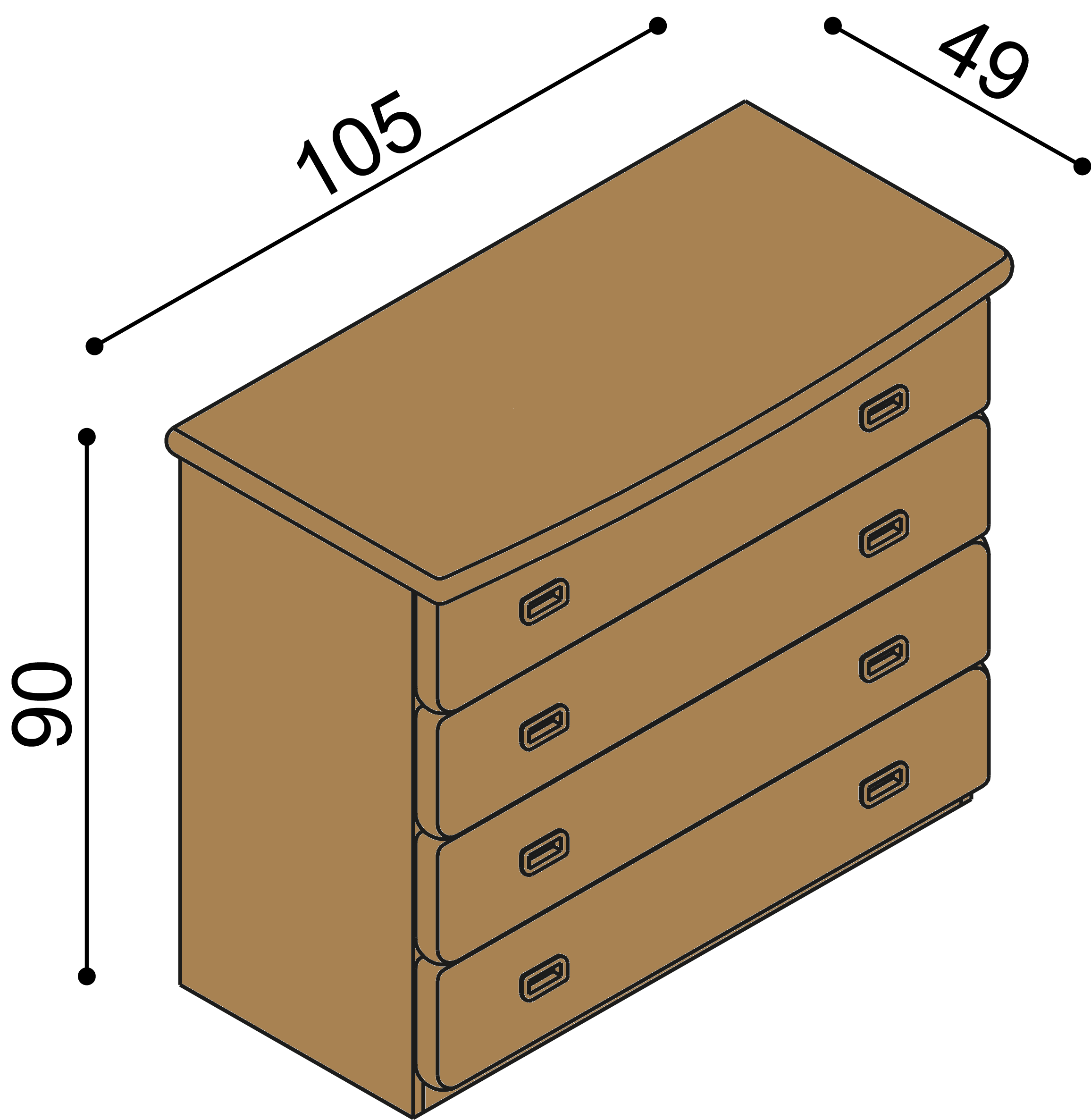 Komoda REBEKA 4 zásuvky velké