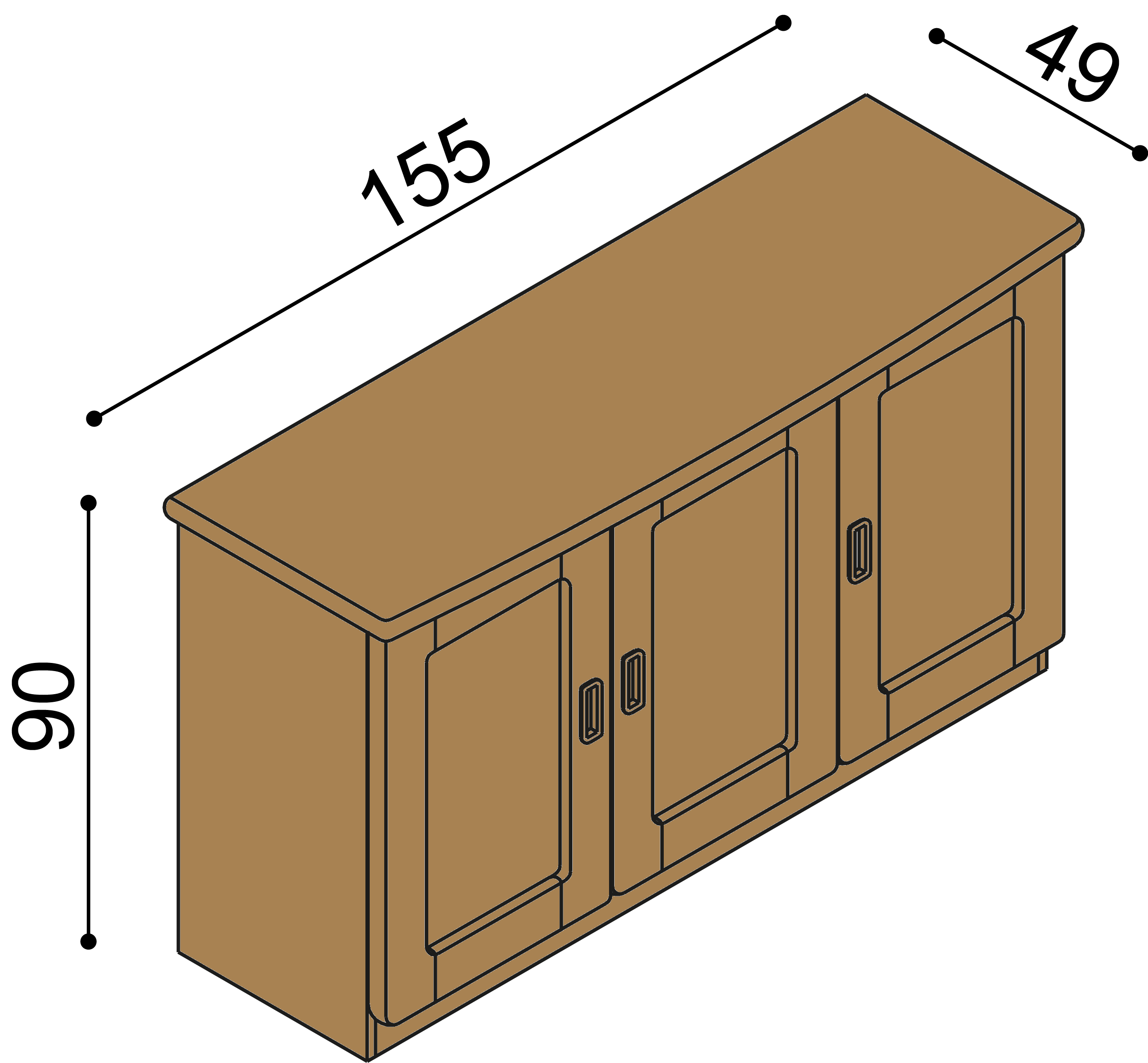 Komoda REBEKA 3 dvířka plná 2 police