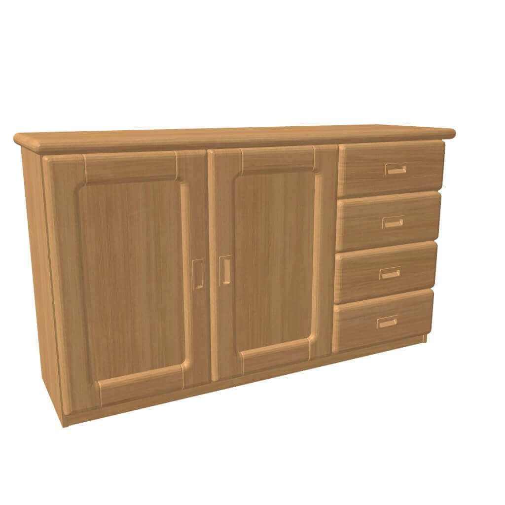 Komoda REBEKA 2 dvířka plná 2 police 4 zásuvky malé