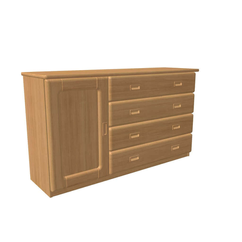 Komoda REBEKA dvířka plná 2 police 4 zásuvky velké