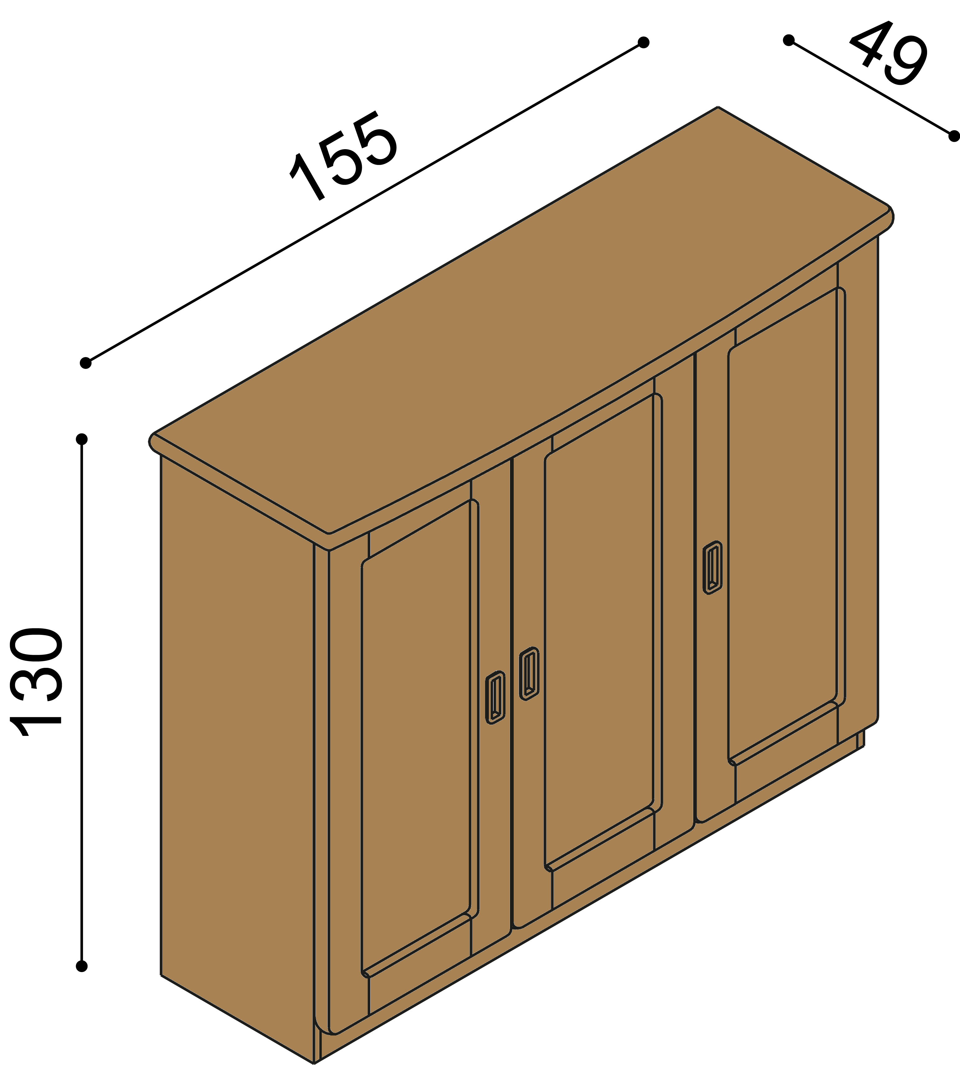 Komoda REBEKA dvířka plná 3 police