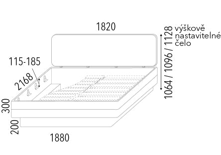 FANTAZIE GRANDE čelo čalouněné nízké s úložným prostorem