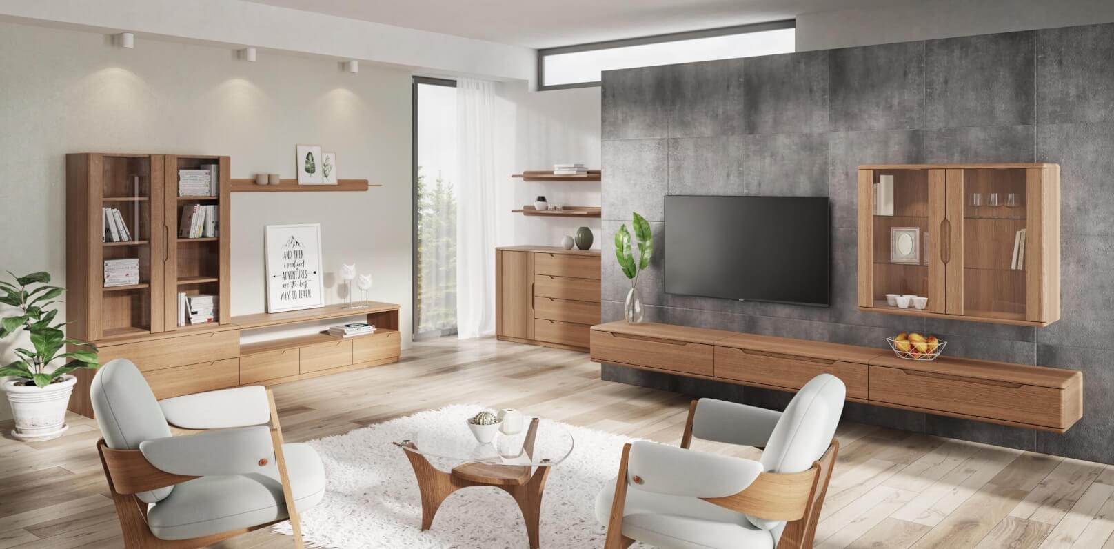 Komoda FLABO dvířka plná 4 zásuvky velké